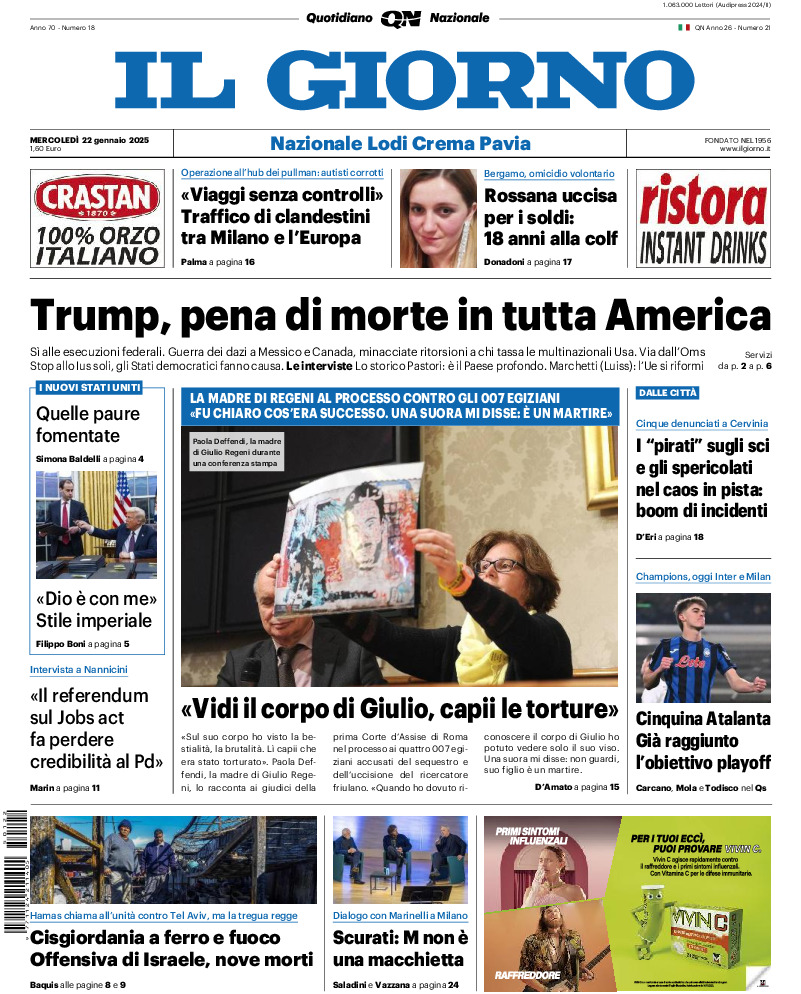 Prima-pagina-il giorno-edizione-di-oggi-20250122